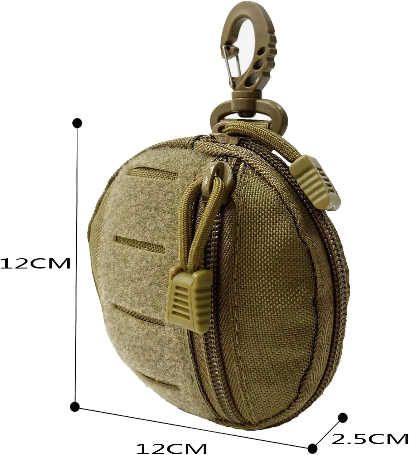 1000D Laser Cut Molle Pouch EDC Pouch Tactical Round Zipper Bag Case Coin Pouches Coin Purse Keychain Little Change Wallet Wireless Headset Pack Gadget Bag