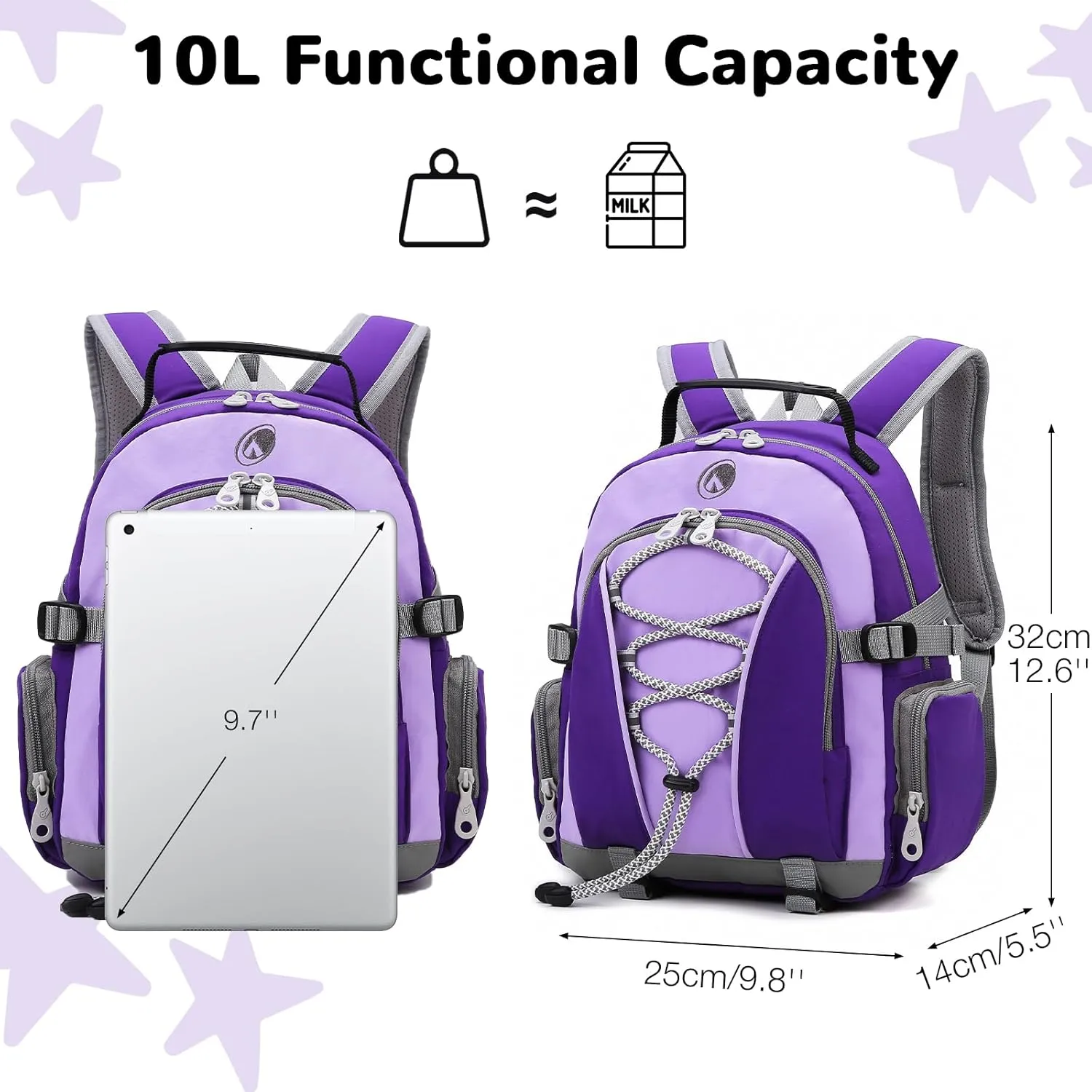 10L Lightweight Small Hiking Backpack for Girls, Mini Backpacks for Women, Nano Waterproof Day packs for Travel Casual Everyday, Purple