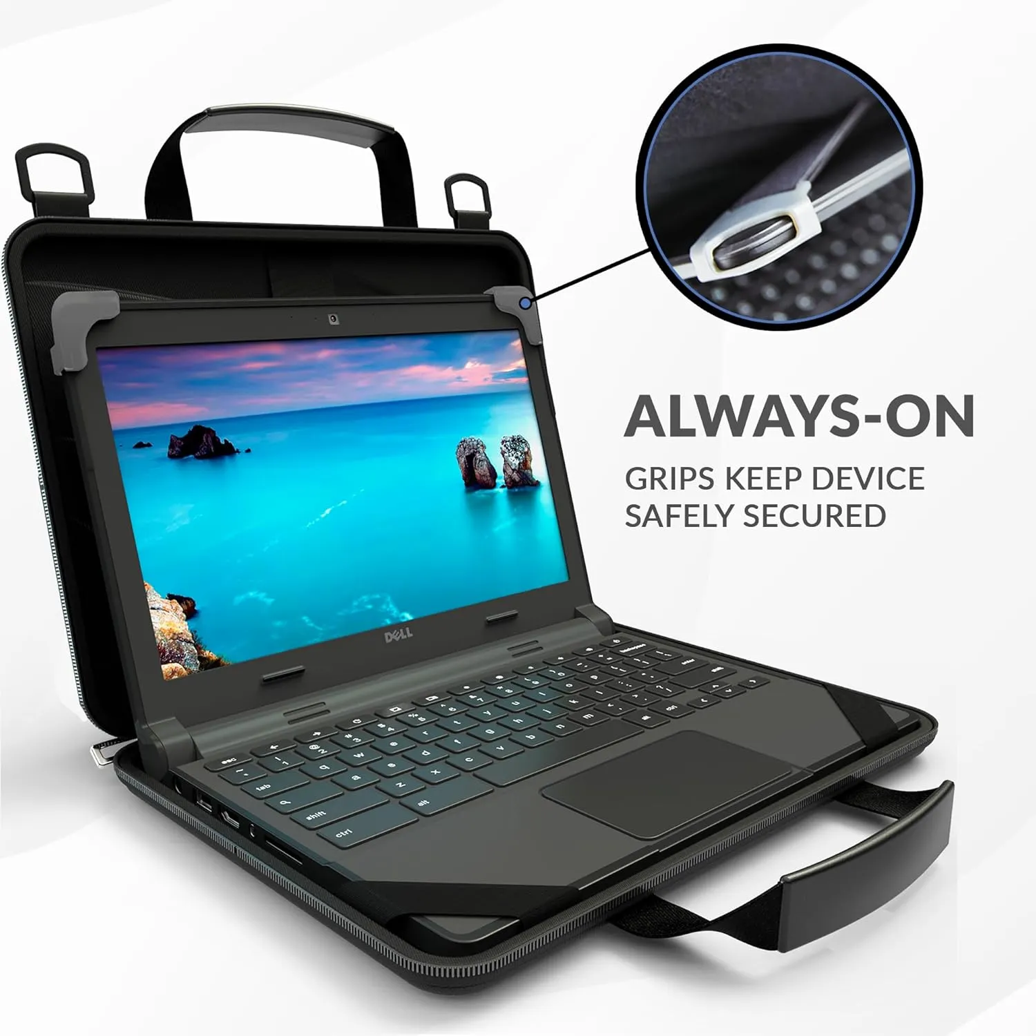 11-11.6 Inch Always-On Chromebook Case with Pouch and Shoulder Strap, Work-In Hard Protective Laptop Case, 20 Pack