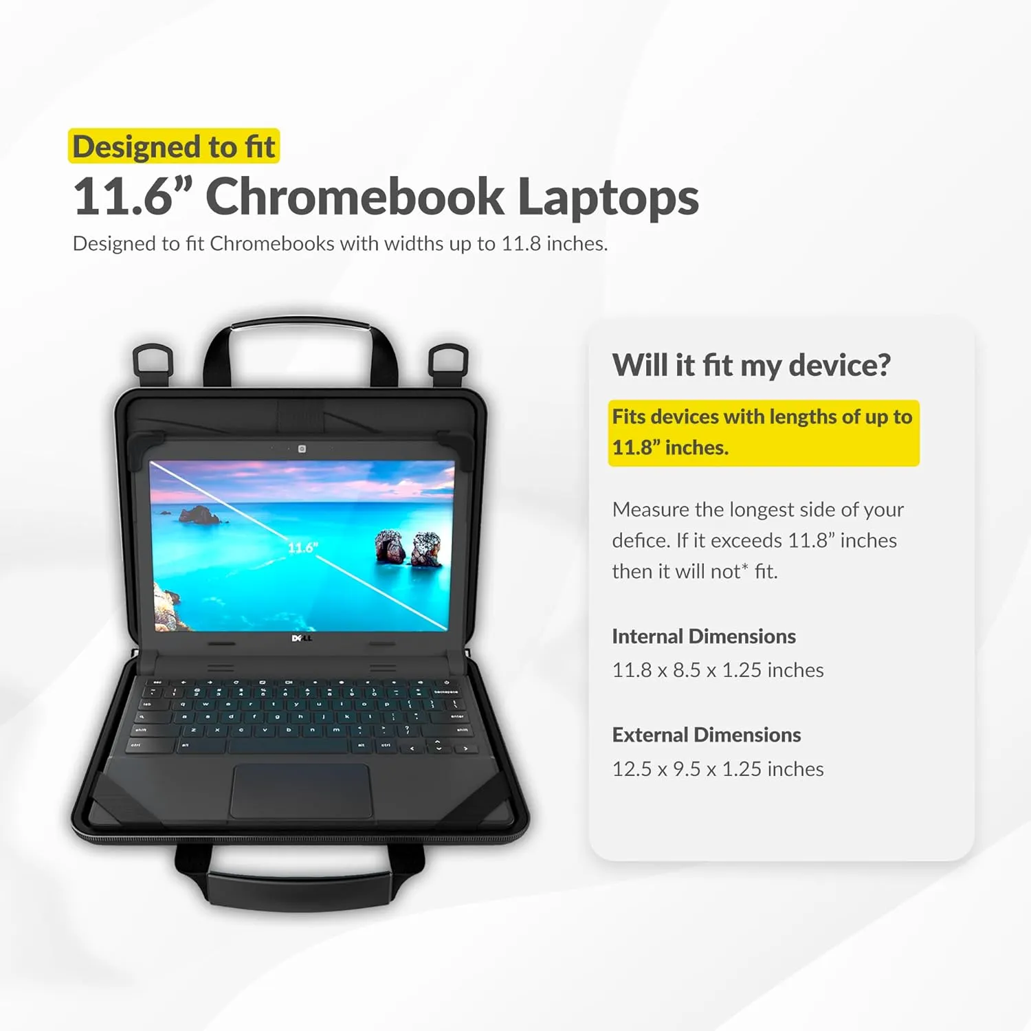 11-11.6 Inch Always-On Chromebook Case with Pouch and Shoulder Strap, Work-In Hard Protective Laptop Case, 20 Pack