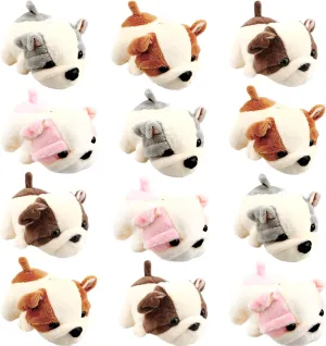 12 Pcs 4 Inch Mini Plush Puppy Toy Cute Stuffed Dog Toy Stuffed Animals Pendant for Birthday Party Ornaments Stuffed Doll Keychain Home Decoration, 4 Colors