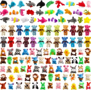 130 Pcs Small Stuffed Animal Bulk Mini Teddy Bear Plush Toys Tiny Sea Animal Plush Keychain for Children's Day Birthday Gifts Animal Themed Party Favors Decorations