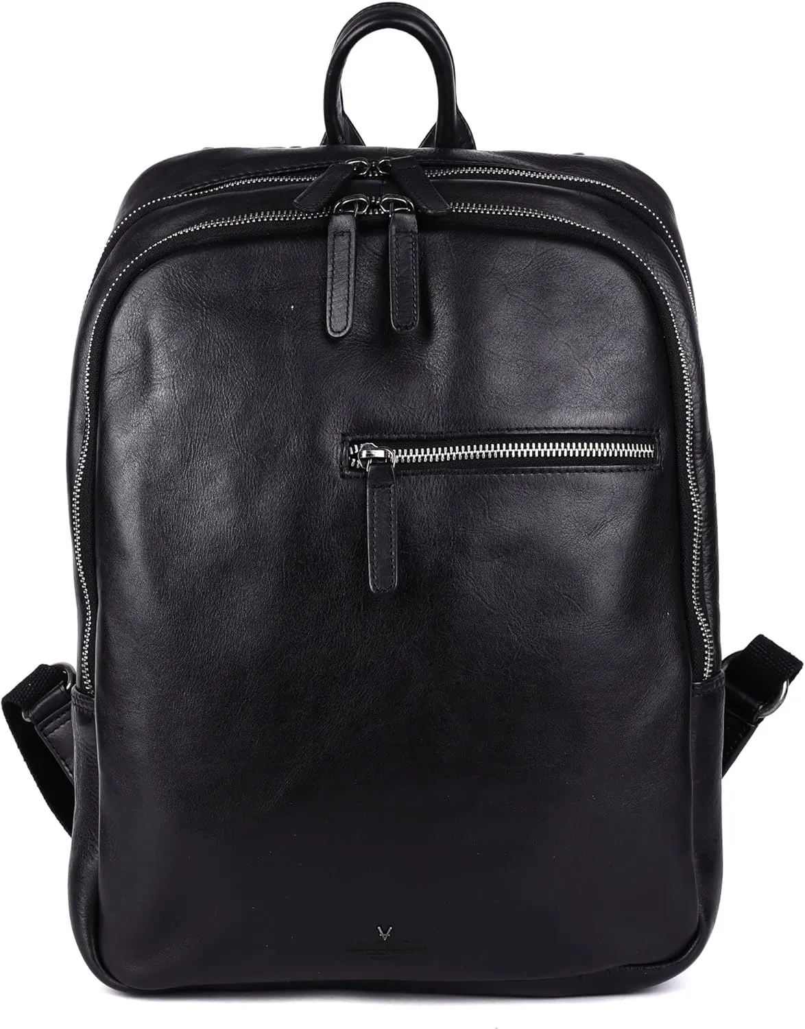 15 Inch Genuine Leather Backpack for Women and Men, Black Leather Backpack with Adjustable Shoulder Strap