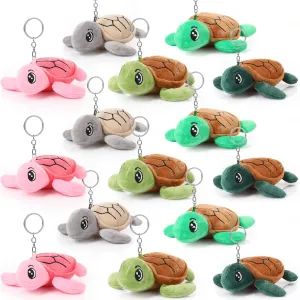 15 Pcs Plush Turtle Stuffed Animals Bulk 5.5 Inch Sea Turtle Stuffed Keychain Adorable Plushie for Birthday Carnival Undersea Party Favors Gifts Bag Stuffers(Colorful)