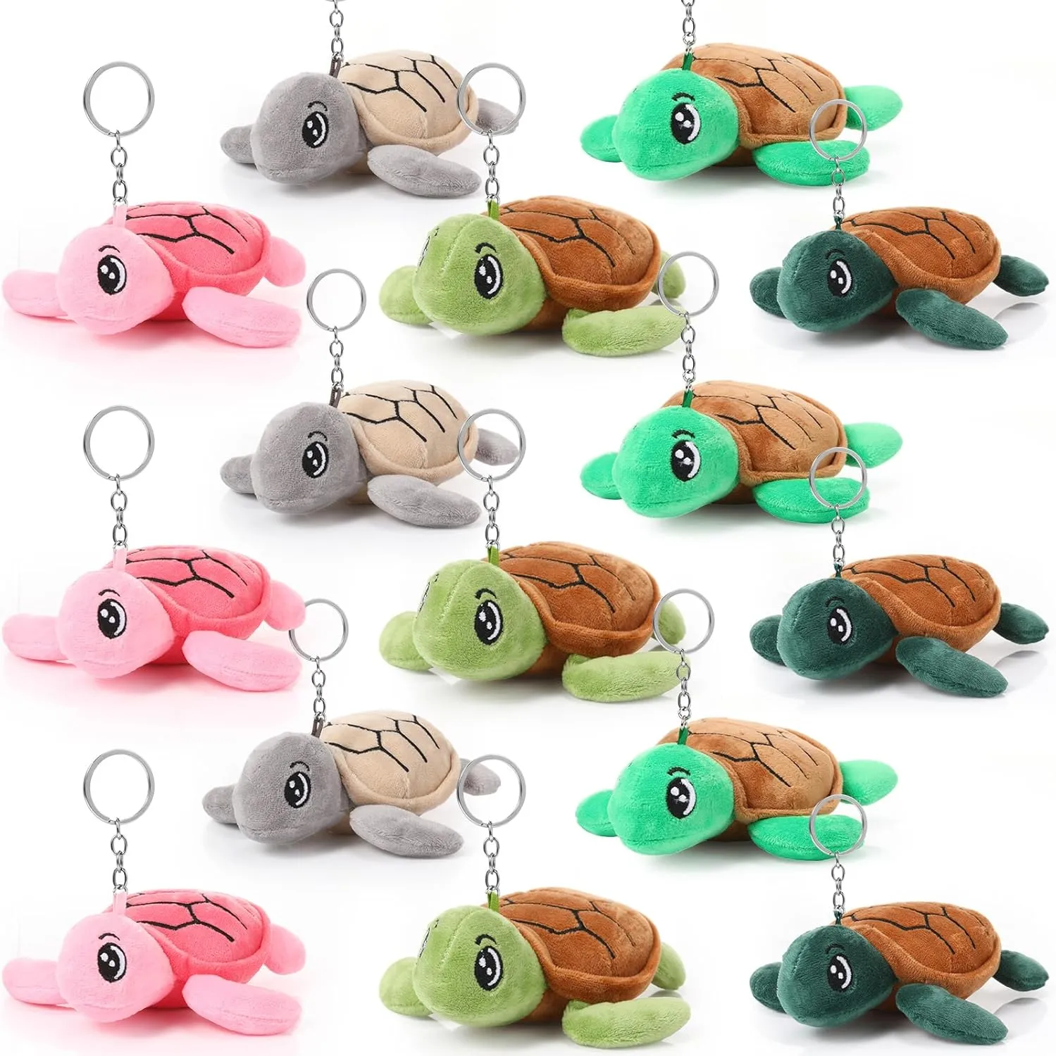 15 Pcs Plush Turtle Stuffed Animals Bulk 5.5 Inch Sea Turtle Stuffed Keychain Adorable Plushie for Birthday Carnival Undersea Party Favors Gifts Bag Stuffers(Colorful)