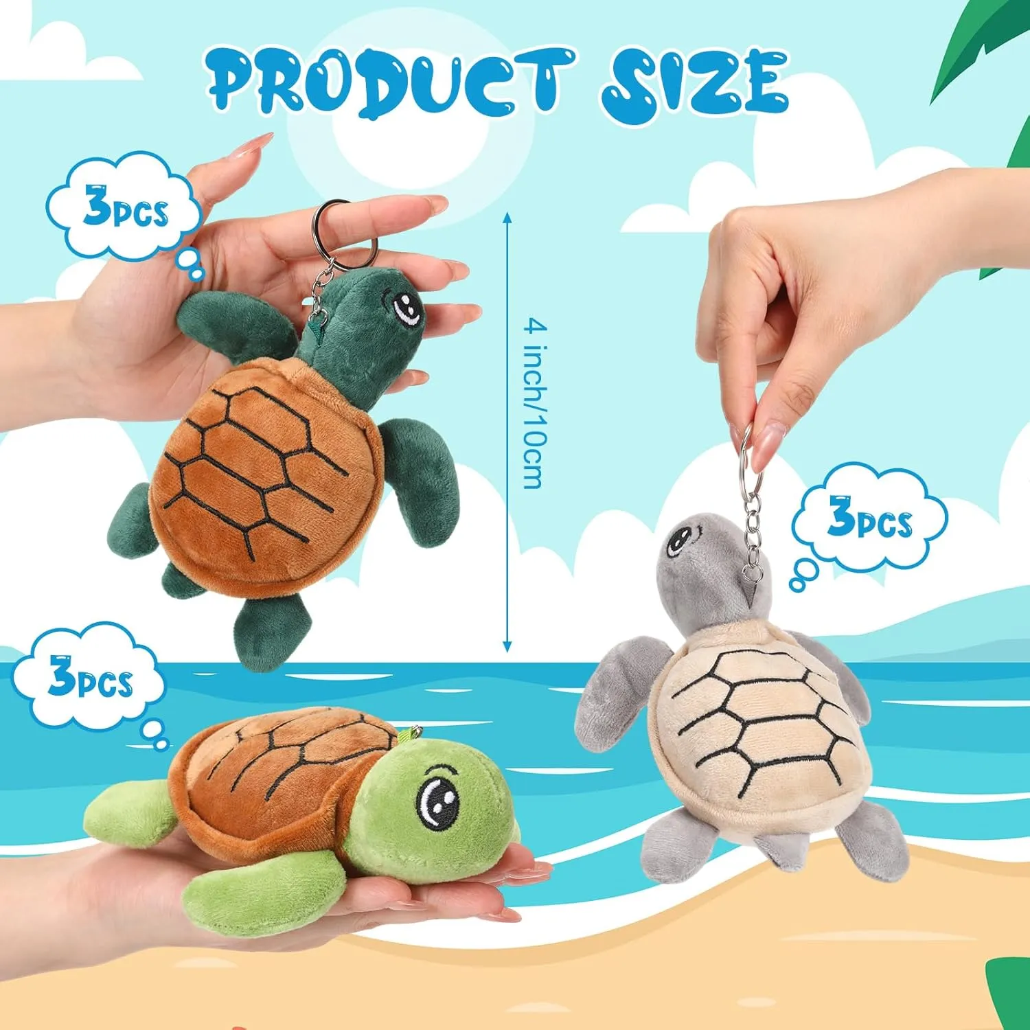 15 Pcs Plush Turtle Stuffed Animals Bulk 5.5 Inch Sea Turtle Stuffed Keychain Adorable Plushie for Birthday Carnival Undersea Party Favors Gifts Bag Stuffers(Colorful)