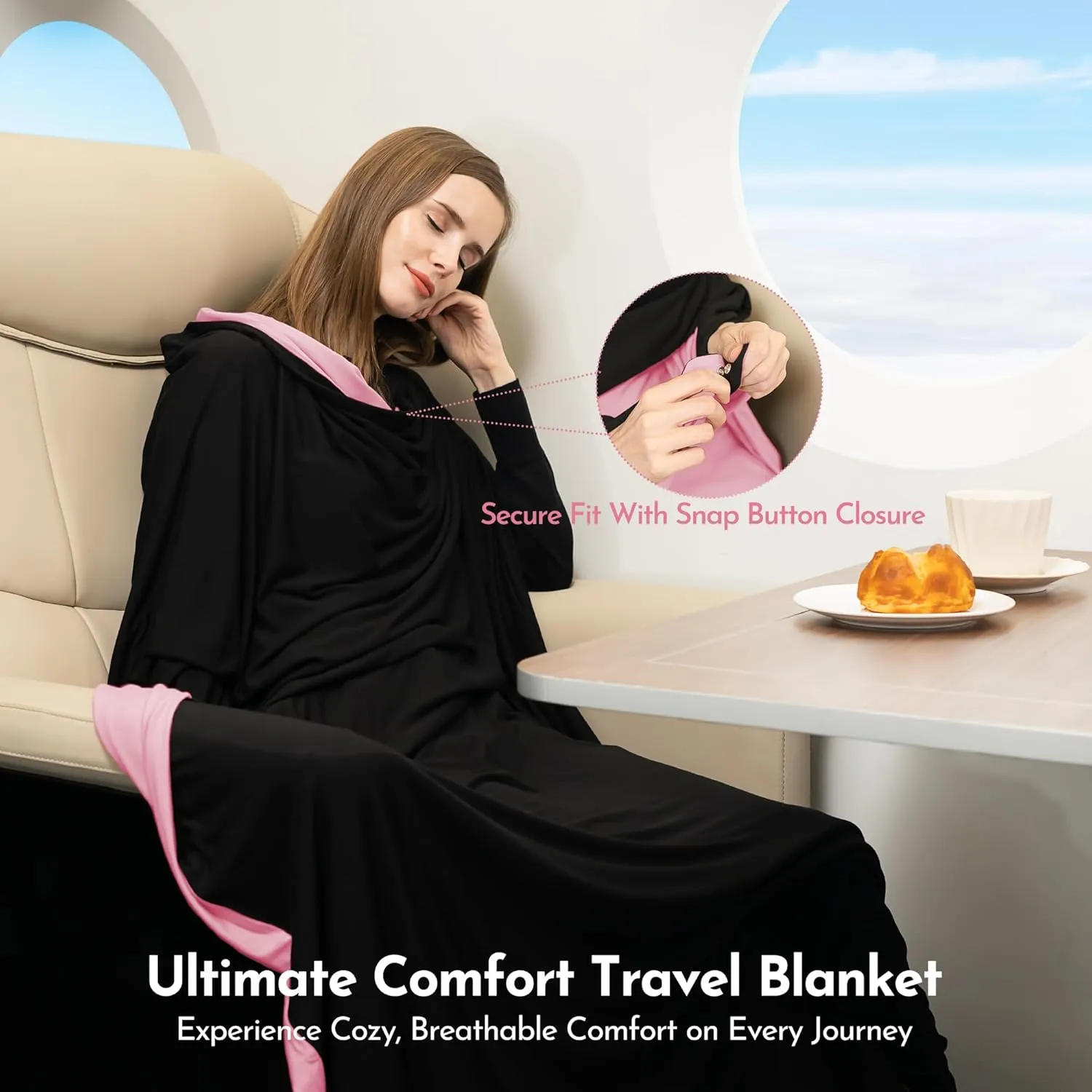 16-in-1 Compact Travel Blanket with Bag – Reversible, Ultra Soft Bamboo Airplane Blanket with Hidden Pocket - Lightweight & Packable for Flights, Camping, Picnic, Travel Essentials