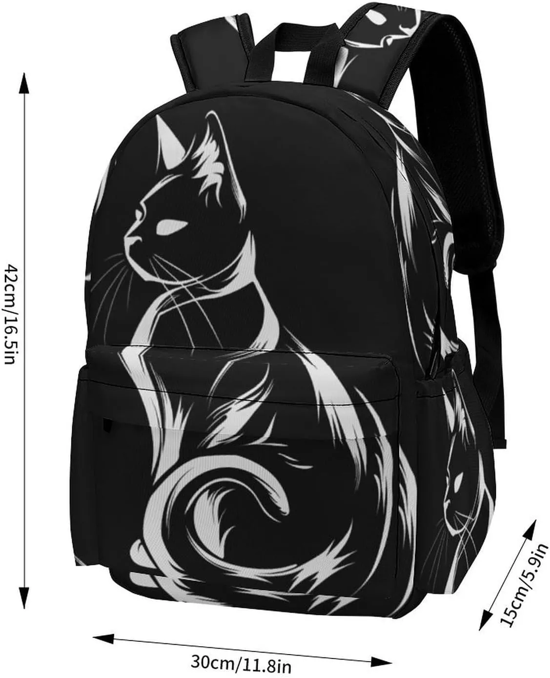 16 Inch Backpack Brush Cat Outline Laptop Backpack School Bookbag Shoulder Bag Casual Daypack