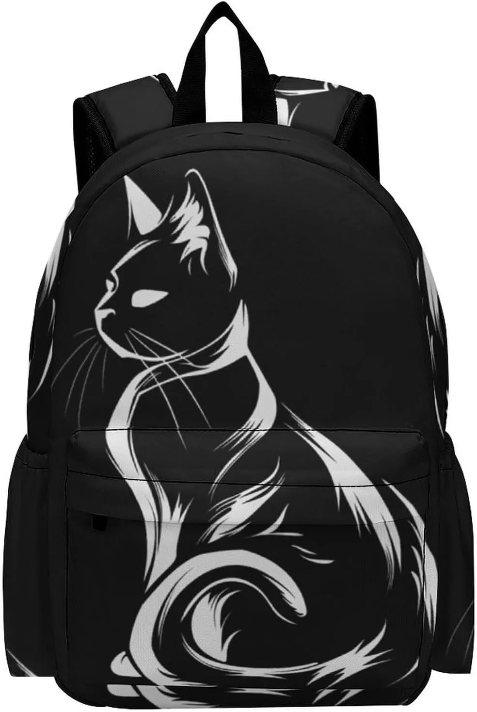 16 Inch Backpack Brush Cat Outline Laptop Backpack School Bookbag Shoulder Bag Casual Daypack