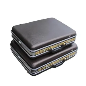 16 inch Coffee Aluminum Attache Case Padded Laptop Briefcase with code Lock and key Hard Sided for ladies' men's gift