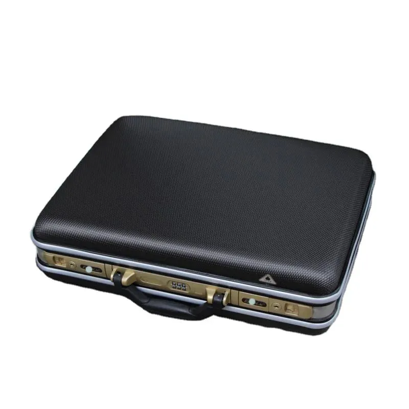 16 inch Coffee Aluminum Attache Case Padded Laptop Briefcase with code Lock and key Hard Sided for ladies' men's gift