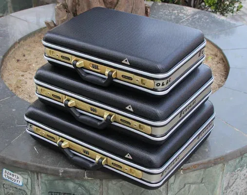 16 inch Coffee Aluminum Attache Case Padded Laptop Briefcase with code Lock and key Hard Sided for ladies' men's gift