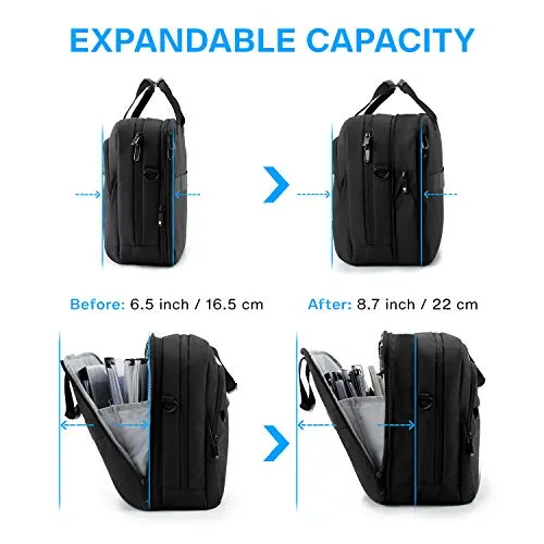 17.3 Inch Laptop Bag,BAGSMART Expandable Briefcase Computer Bag Men Women Lockable,Black