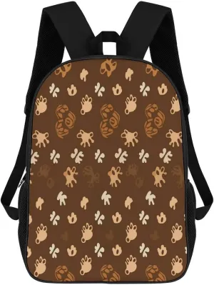 17" Stylish Backpack Paw Print And Hut Printing Travel Business Work Bag Lightweight High-capacity Travel Casual Daypack
