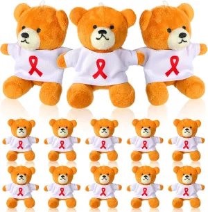 18 Pcs Bulk Red Ribbon Awareness Stuffed Bears for Gifts 4 Inch Soft Plush Toy Bears for Red Ribbon Week Say No to Drugs Anti Bullying Awareness Campaigns Public Social Welfare Events