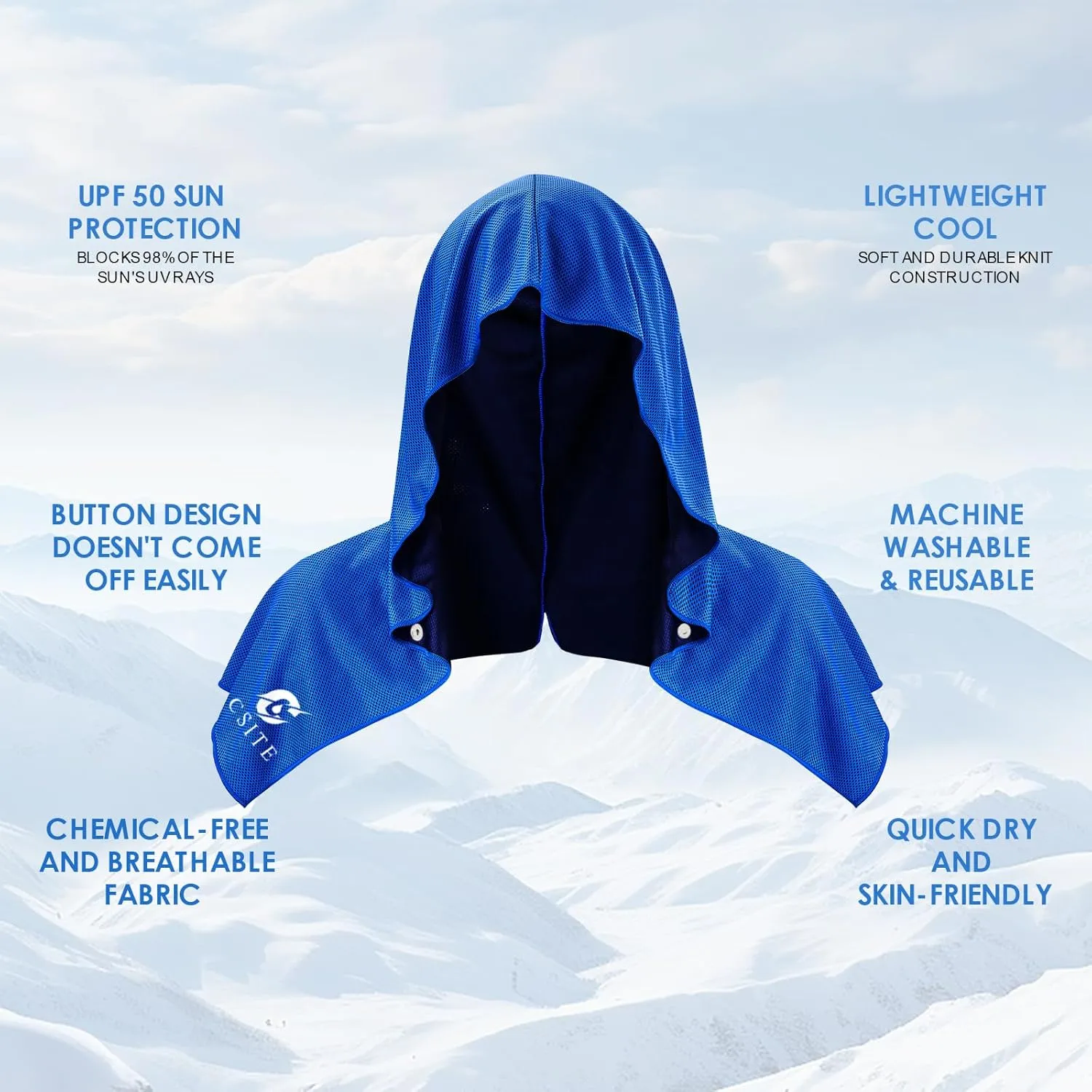 2 Pack Cooling Hoodie Towels, Instant Cooling Towels for Neck and Face, UPF 50 Sun Protection, Ice Towel for Hot Weather, Head Towel for Sports, Camping, Cycling & More Activities