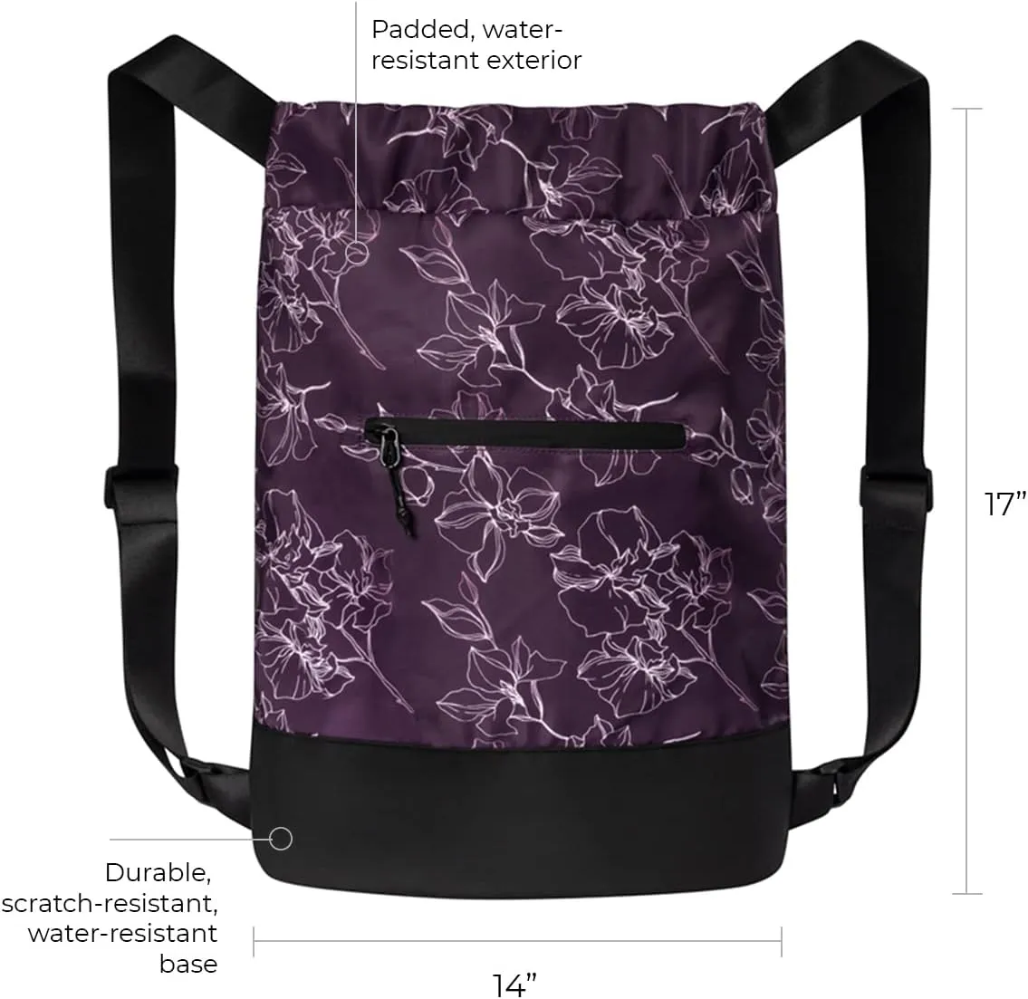 [2-Pack] Flex Cinch Drawstring Gym Bag for Women with Graphic Designs | Durable Lightweight Gym Cinch Bags | Great for Gym Bag, Traveling, and Overnights