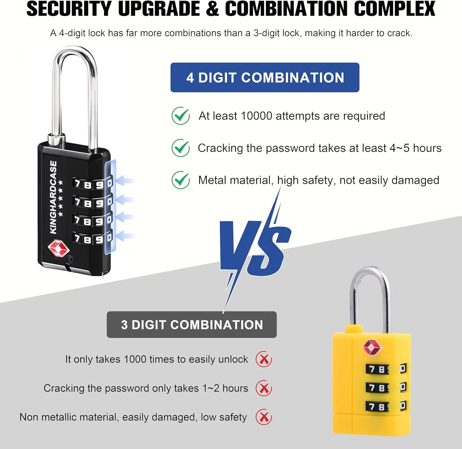 2 Pack TSA Approved Gun Locks, 4 Digit Combination Locks for Gun Case, Ammo Box, Rifle Bag, Luggage, Durable Resettable Locks with Locking Hook, Zinc Alloy, Travel Security