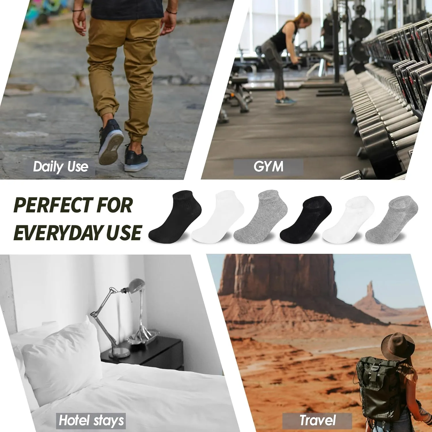 20 Pairs Low Cut Ankle Socks for Men & Women - Unisex Cotton Athletic Running Socks, Breathable Sports Sock