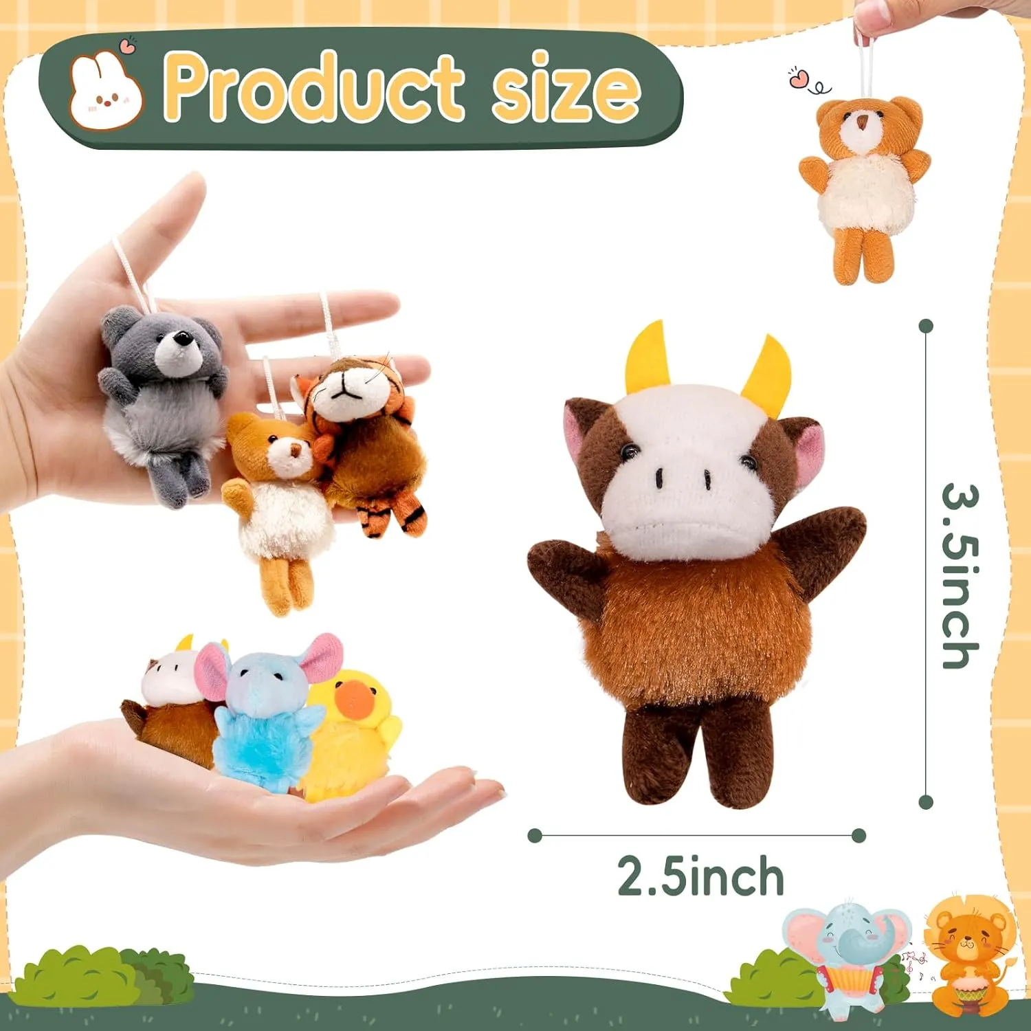 24 Pack Small Stuffed Animals Bulk Gifts for Kids (2.3/2"-2.5/3.5" Each), Party Favors Toys for Girls, Easter Basket Stuffers Christmas Stocking Plushies (24PCS)