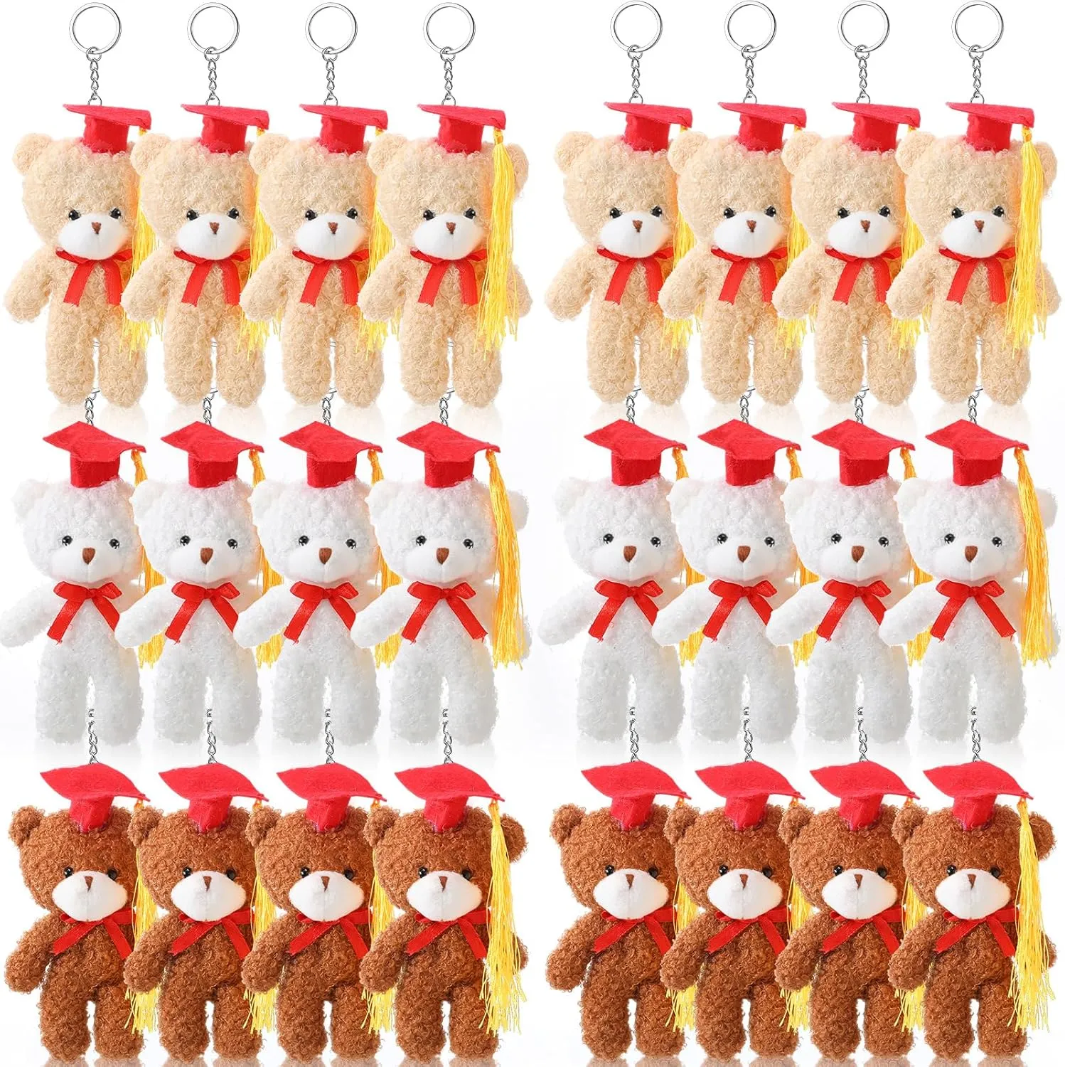 24 Pcs Class of 2025 Mini Graduation Bears Bulk 4. 72'' Grad Bears Stuffed Animal Plush with Cap for Prek Kindergarten Graduation Party Gifts(Red)