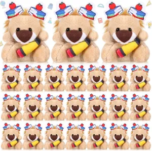 24 Pcs Welcome Back to School Mini Animal Plush Toy Gifts for Students First Day of School Classroom Small Stuffed Animal Bulk for Classroom Prizes Gifts(Lion)