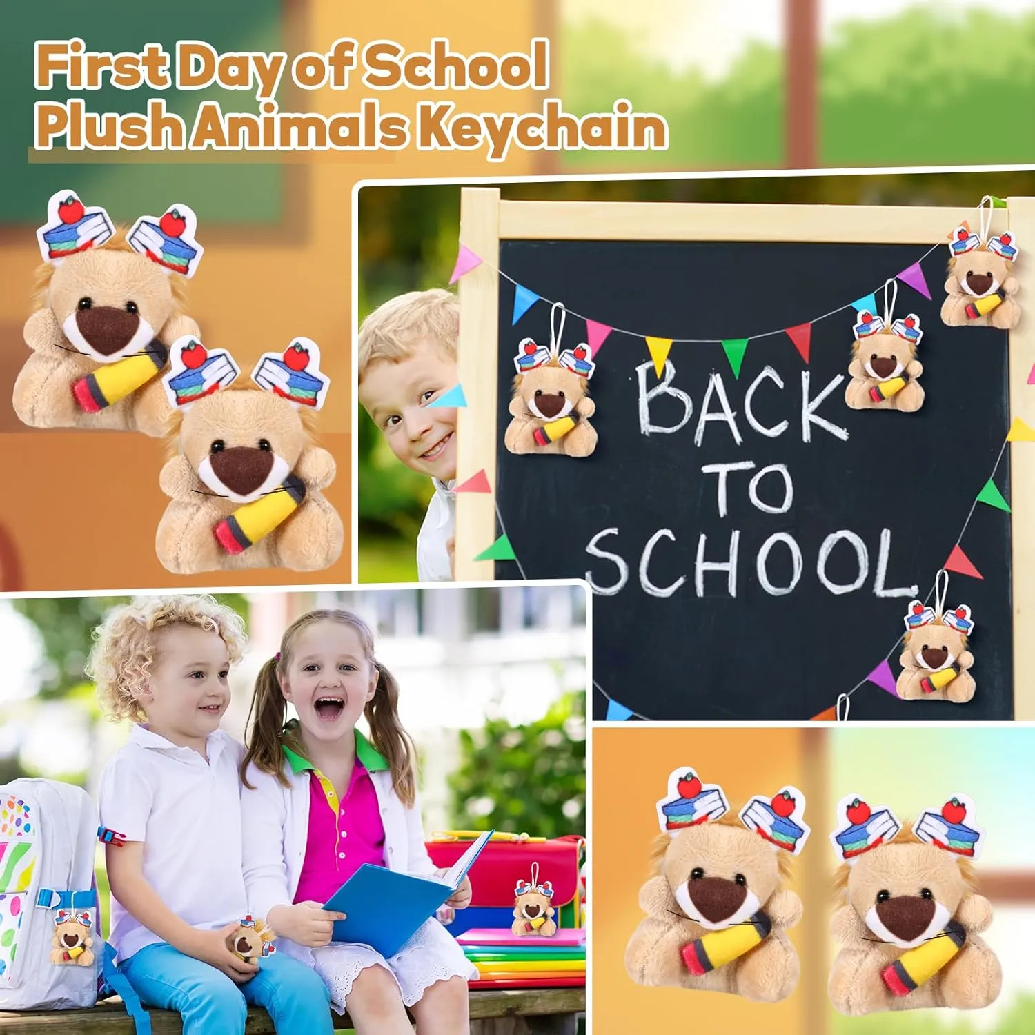 24 Pcs Welcome Back to School Mini Animal Plush Toy Gifts for Students First Day of School Classroom Small Stuffed Animal Bulk for Classroom Prizes Gifts(Lion)