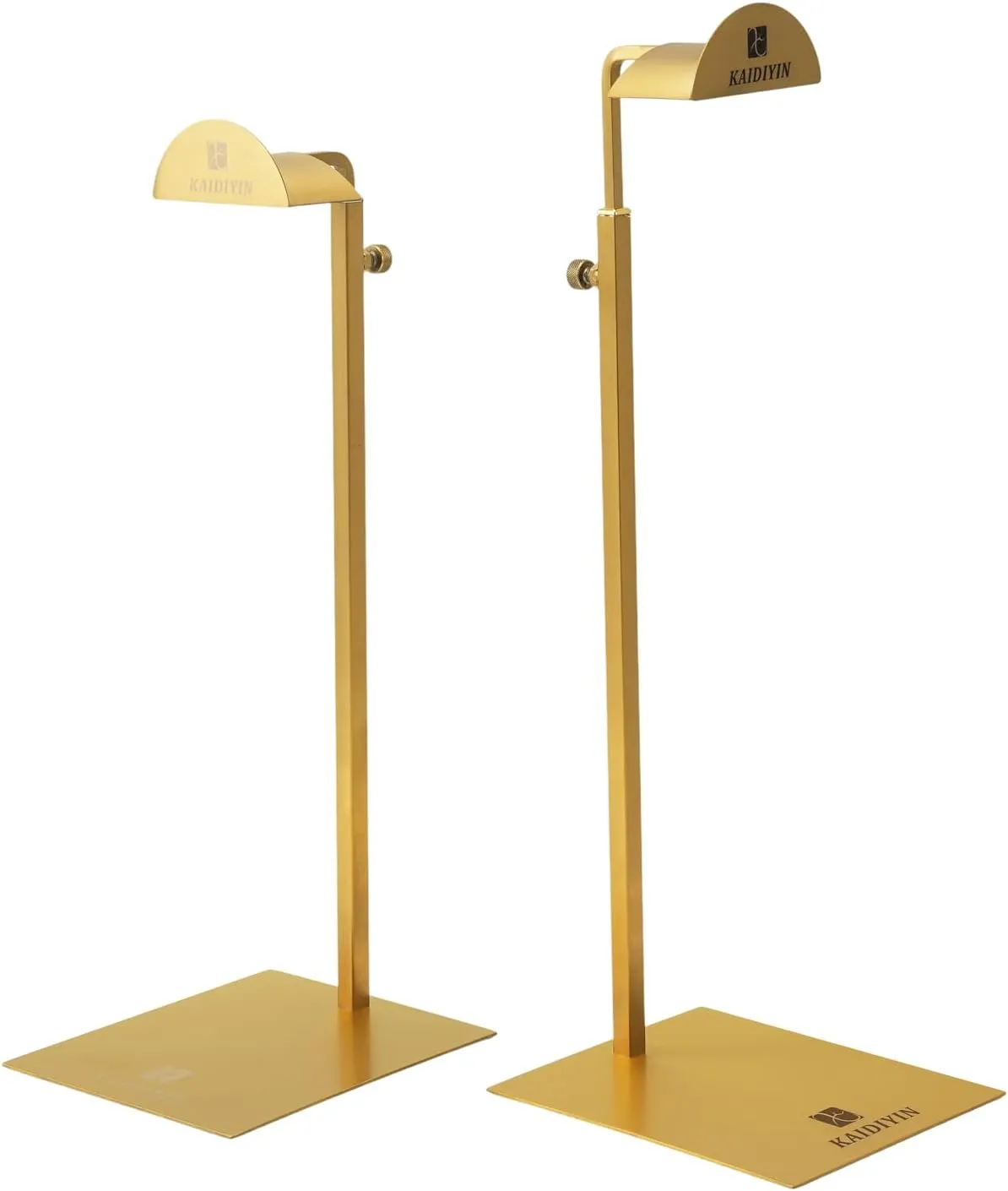 30 Pack Gold Purse Display Stands with Customized brand Logos, Handbag Display Stand for Retail Boutique Stores Vendors, Adjustable Height Stainless Steel Stability Non-slip Purse Holder