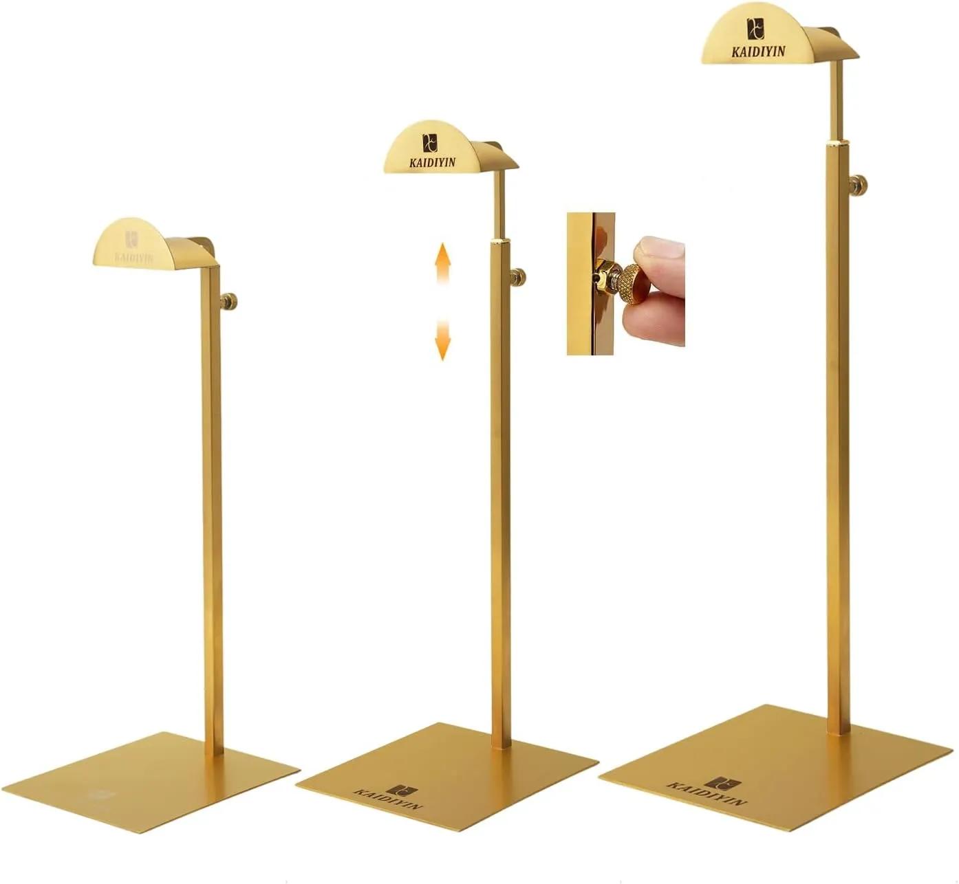 30 Pack Gold Purse Display Stands with Customized brand Logos, Handbag Display Stand for Retail Boutique Stores Vendors, Adjustable Height Stainless Steel Stability Non-slip Purse Holder