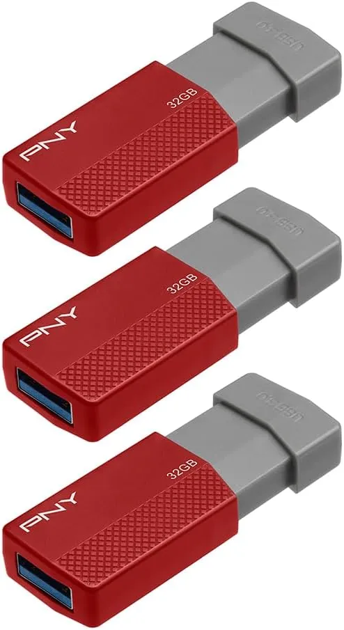 32GB PNY ODM Elite Edge USB 3.0 Flash Drive 3-Pack Red – Durable Reliable Portable Storage to Store and Transfer (P-FD32GX3ELEDGER-MP)