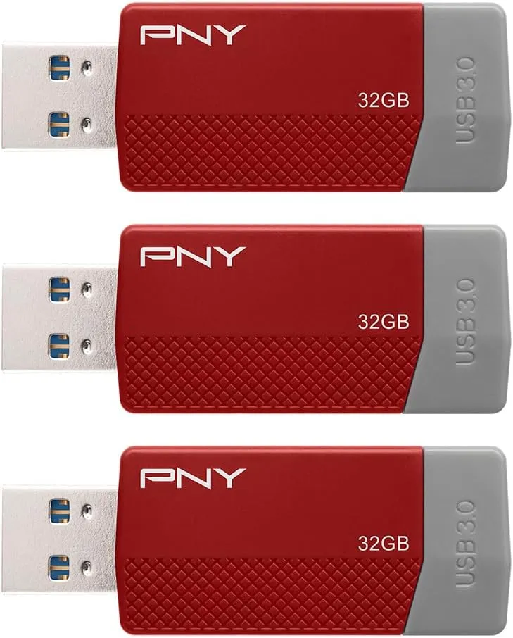 32GB PNY ODM Elite Edge USB 3.0 Flash Drive 3-Pack Red – Durable Reliable Portable Storage to Store and Transfer (P-FD32GX3ELEDGER-MP)
