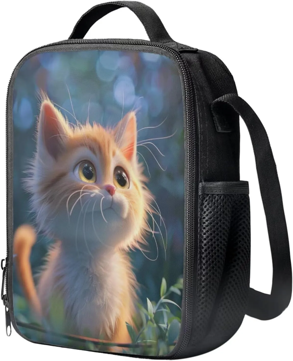 3D Cat Backpack for Girls 9-11 Years Personalised Backpack with Lunch Box Lightweight School Bag for Teens with Adjustable Shoulder Strap Cute Back Packs for Kindergarten Elementary