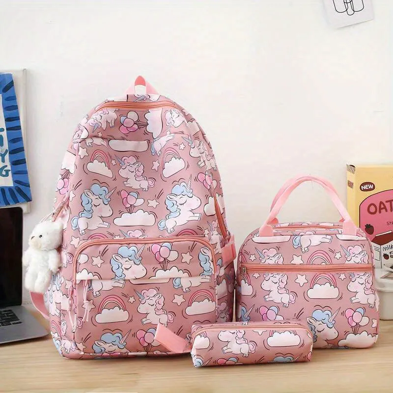 3pcs Cartoon Backpack Set Large Capacity School Bag