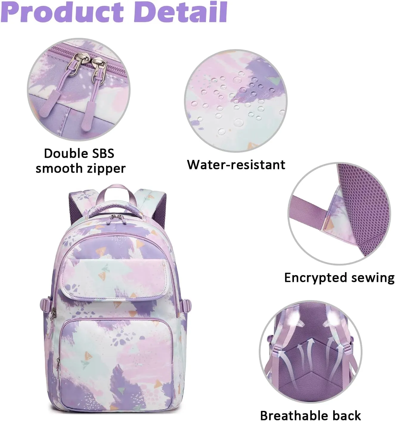 3pcs Girls Backpack with Lunch Box for Elementary Middle School 17 inch Kids Backpack with Lunch Bag Set Waterproof,Lightweight Pink School Backpack for Teen Girls