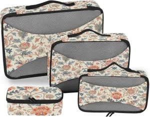 4 Pcs set organizer for luggage Mesh Travel Essentials William Morris portable packing bags
