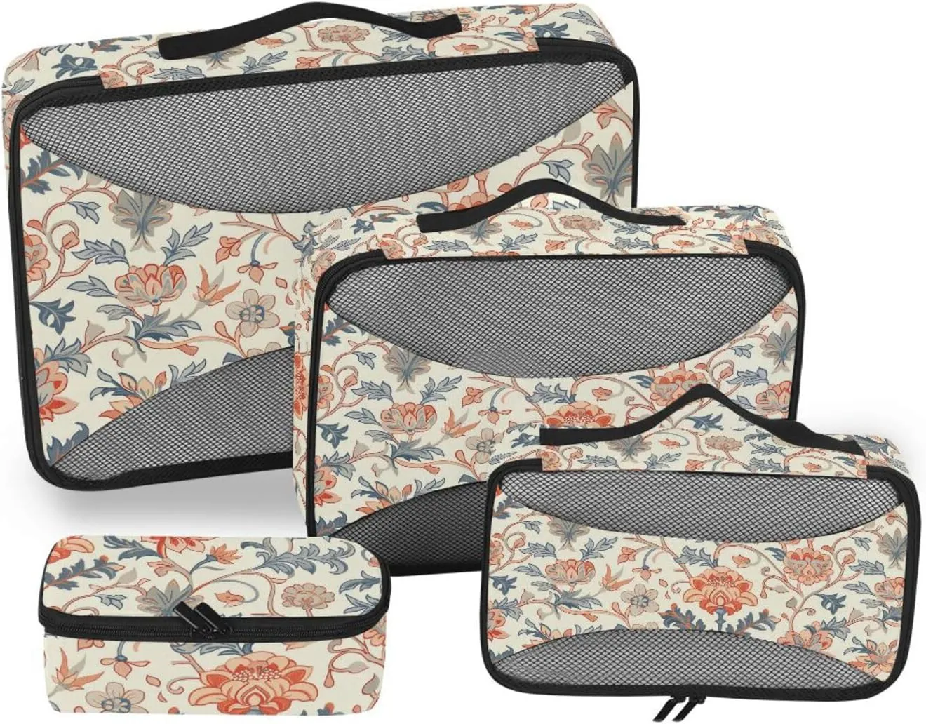 4 Pcs set organizer for luggage Mesh Travel Essentials William Morris portable packing bags