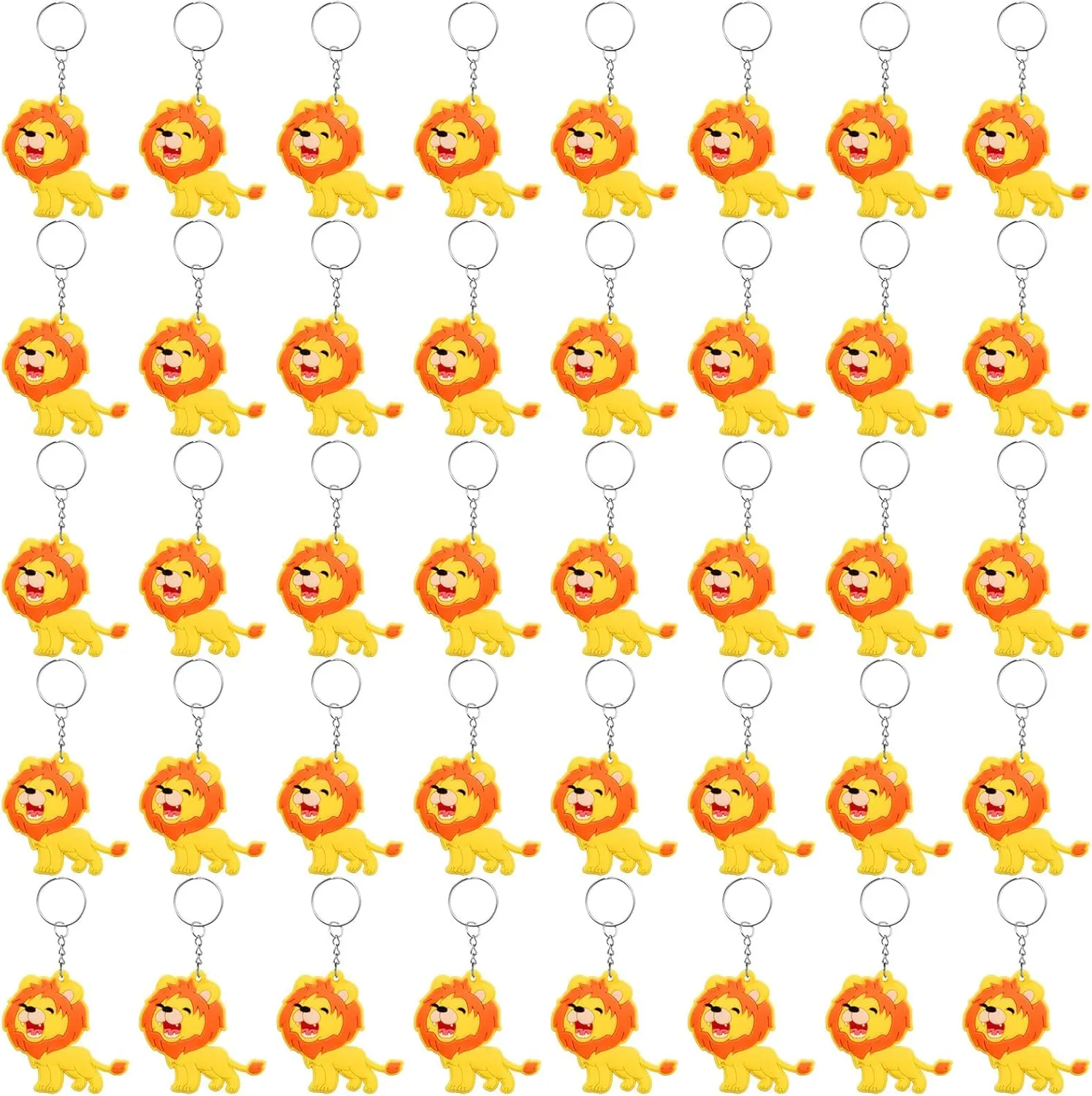 40 Pack Cute Roar Lion Keychains for Wild Animal Party Favors, Safari Animal Party Favors, Baby Shower Return Gifts