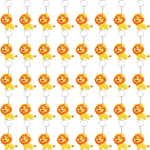 40 Pack Cute Roar Lion Keychains for Wild Animal Party Favors, Safari Animal Party Favors, Baby Shower Return Gifts