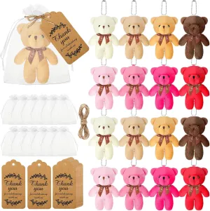 40 Sets 4.7 Inch Mini Stuffed Plush Bear Bulk Small Stuffed Animals Bear Doll Tiny Keychain Animal Ornament with Thank You Tags for DIY Crafts Birthday Gifts Wedding Party Favors(Bright Colors)