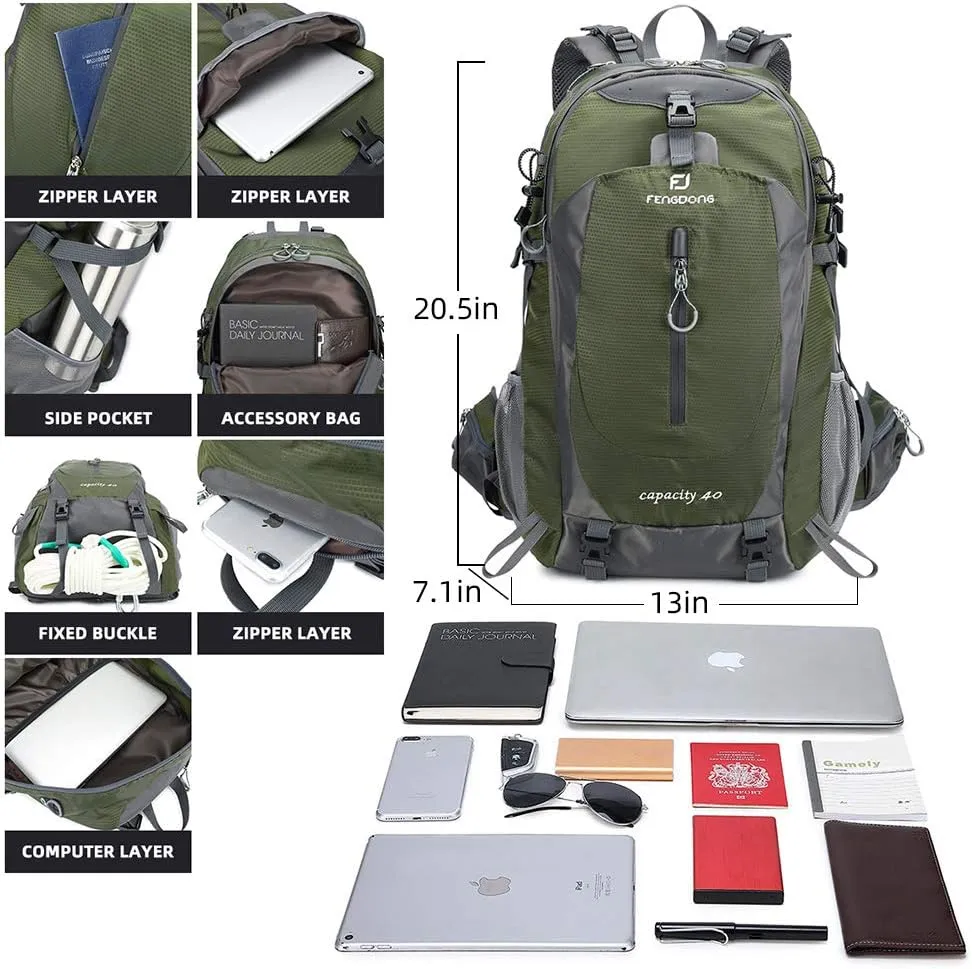 40L Waterproof Lightweight Hiking,Camping,Travel Backpack for Men Women