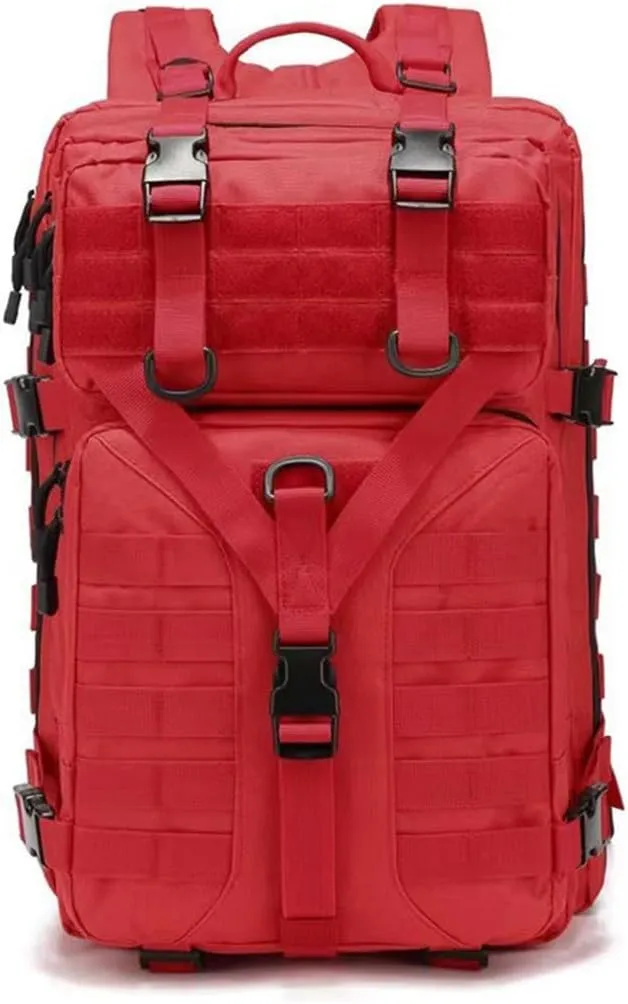 45L Military Tactical Backpack Large Men Army 3 Day Assault Rucksack Molle Bag Daypack (Red)