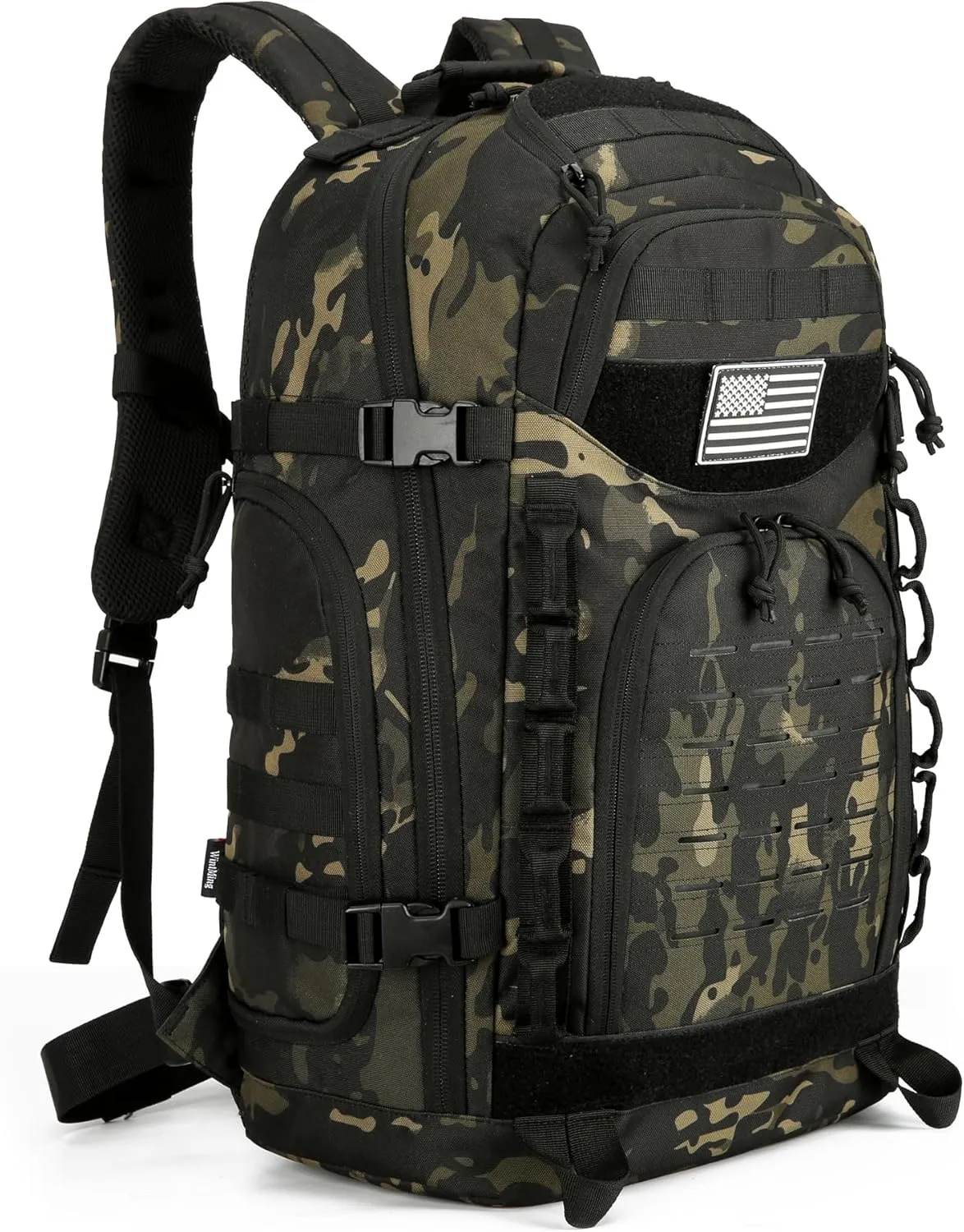 45L Tactical Backpack for Men and Women Army Assault Pack Large Molle Military Tactical Backpack Bug Out Bag Daypack (Black CP)