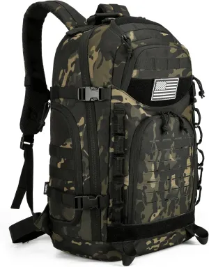 45L Tactical Backpack for Men and Women Army Assault Pack Large Molle Military Tactical Backpack Bug Out Bag Daypack (Black CP)