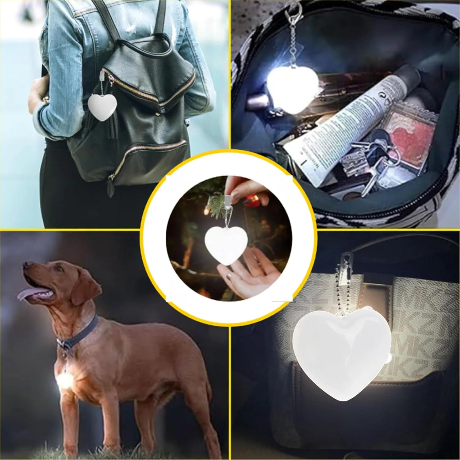 4Pcs Heart Purse Light Handbag with Automatic Motion Sensor Backpack Light,Purse Organizer Accessories,Bed Lamp Heart Night Light Gift Ideas Women,Lover,Mother (Heart, 4pcs)