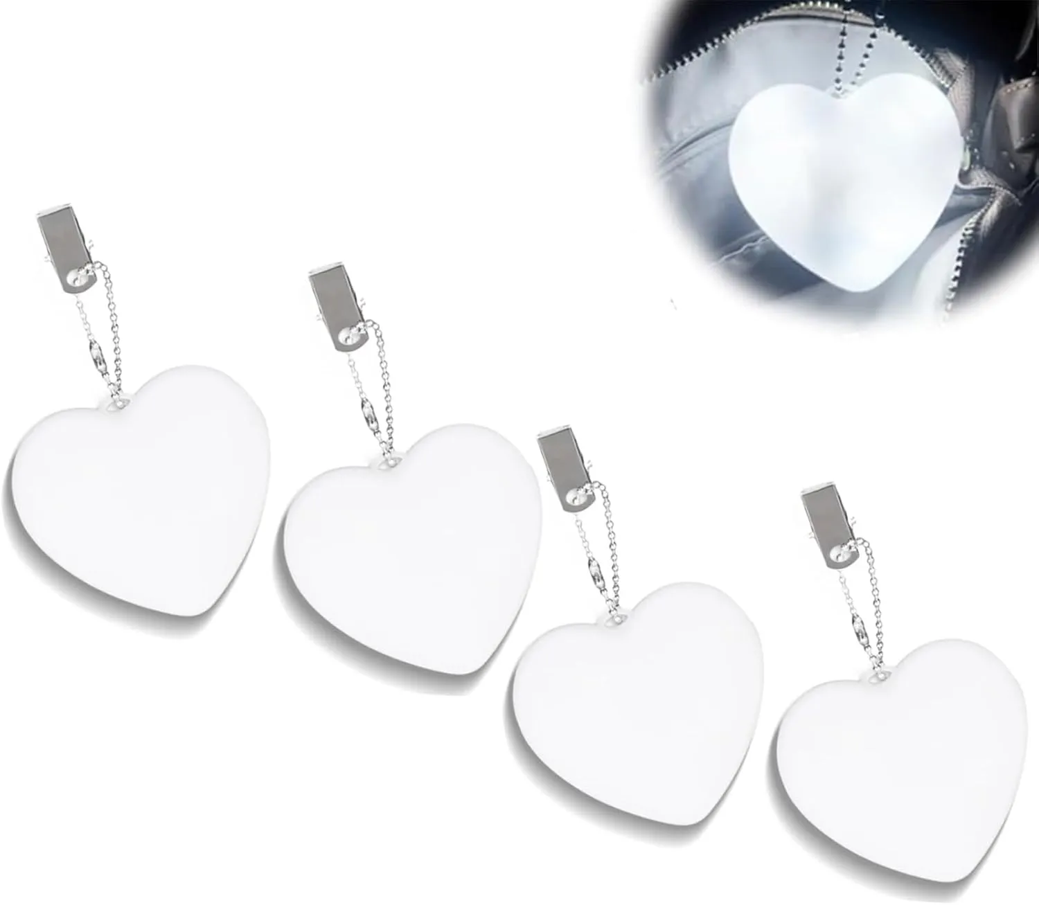 4Pcs Heart Purse Light Handbag with Automatic Motion Sensor Backpack Light,Purse Organizer Accessories,Bed Lamp Heart Night Light Gift Ideas Women,Lover,Mother (Heart, 4pcs)