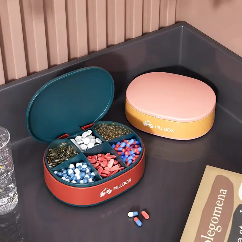 6-Grid Medicine Organizer - Travel-Friendly Pill Case