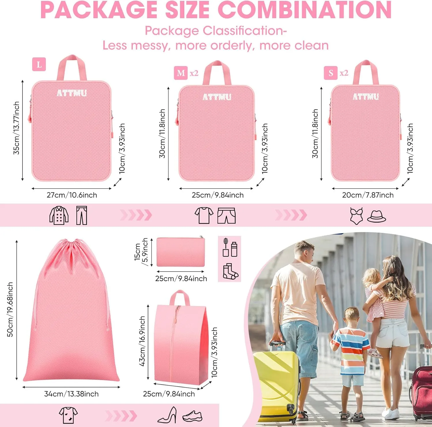 8 Set Compression Packing Cubes, Expandable Packing Cubes for Travel Essentials Accessories, Travel Compression Bags for Packing with Shoes & Laundry Bags for Carry on Luggage Suitcase (Black)