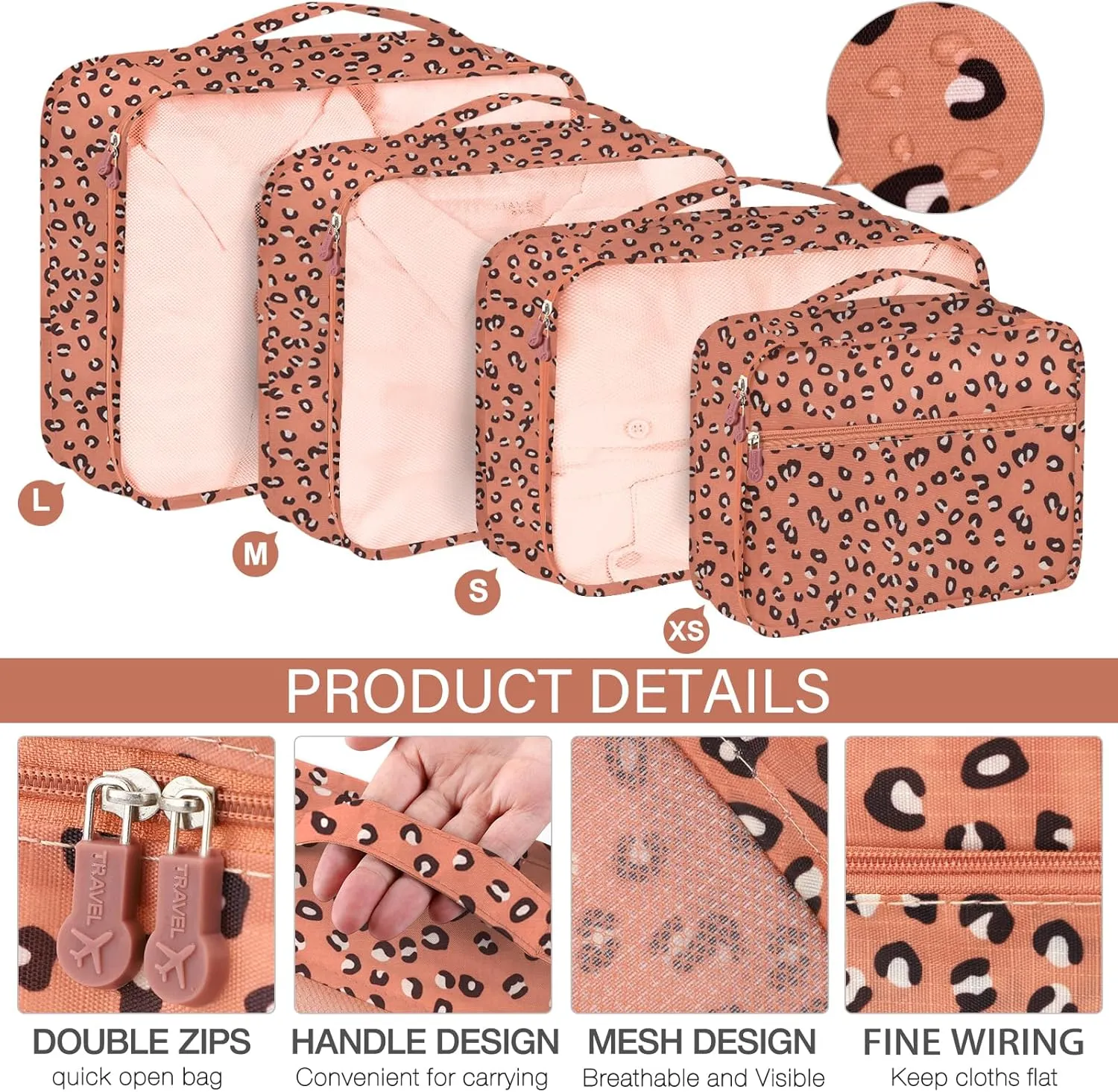 8 Set Packing Cubes for Travel, Travel Luggage Packing Organizers, Travel Accessories Large Toiletries Bag for Clothes Shoes Cosmetics Toiletries (Blue), Coral Leopard