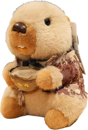 8" Cute Groundhog Plush Toy - Ultra Soft Stuffed Animal with Chill Expression, Kawaii Capybara-Style Design (21cm)