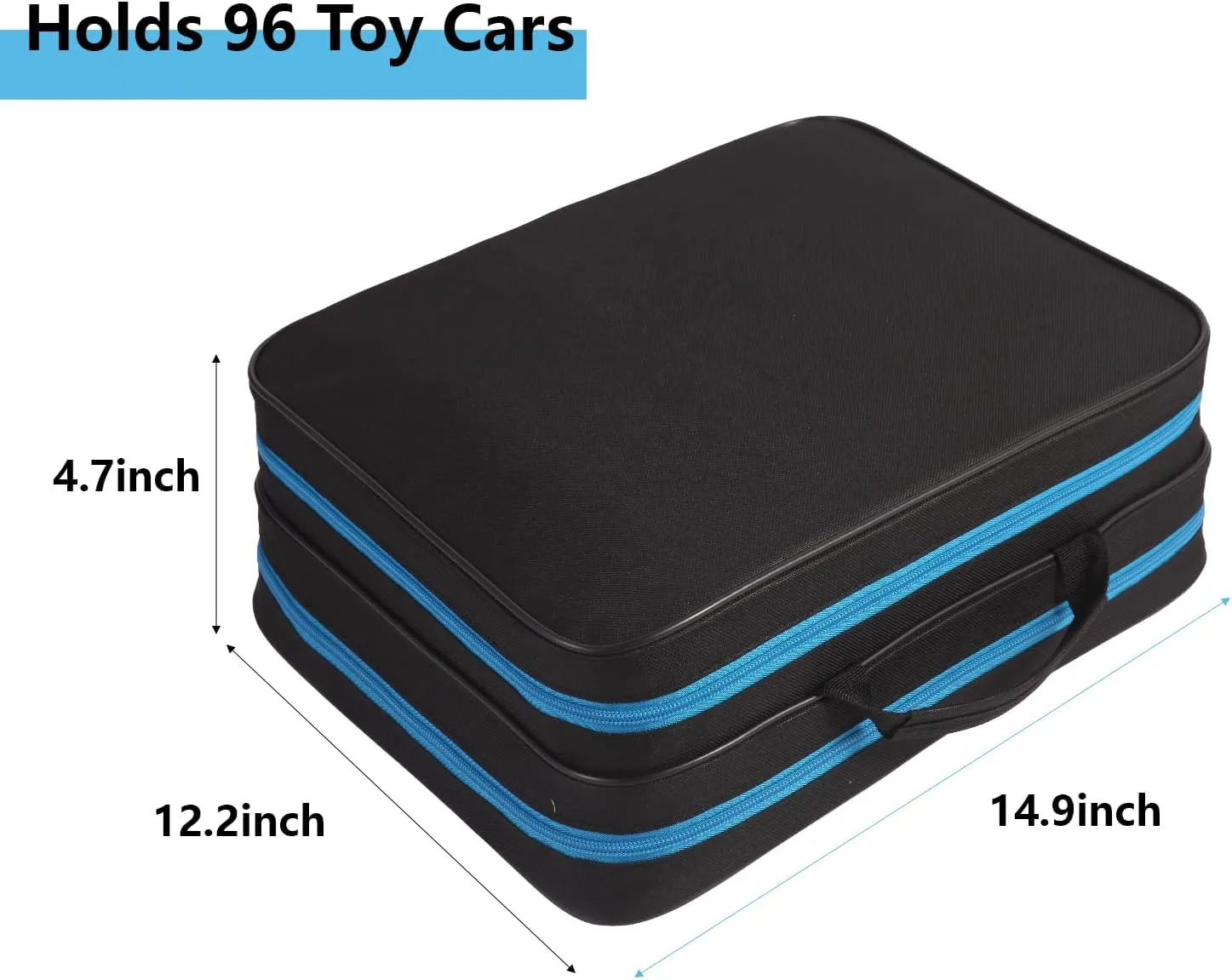 96 Toy Cars Storage Case Compatible with Hot Wheels, Toy Cars Organizer Storage Carrying Case for Matchbox Cars, Small Dolls, Mini Toys（Black,Blue